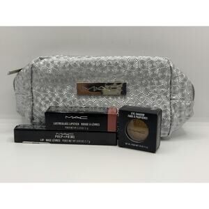 MAC Makeup Bag Cosmetics Lustreglass Lipstick Eye Shadow & Lip Base New Sample